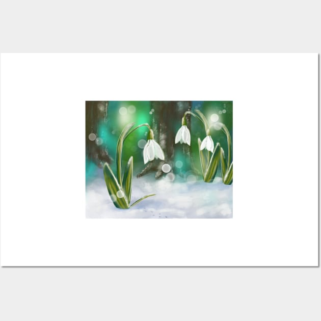 Snowdrops with Fairy Footprints Wall Art by KatieMorrisArt